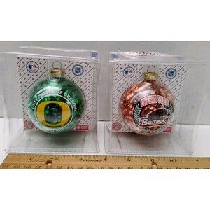 Vtg Oregon Ducks Oregon State Beavers Glass Christmas Ornaments Civil War Pair